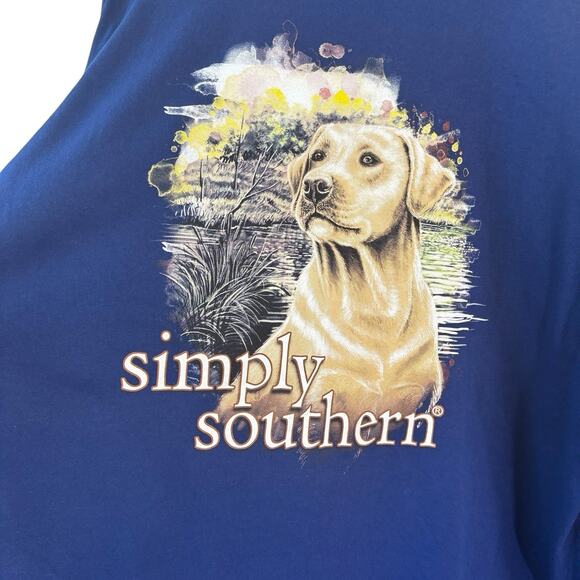 Simply Southern Mens Tshirt XXL Blue Golden Lab Long Sleeve New - Picture 3 of 10